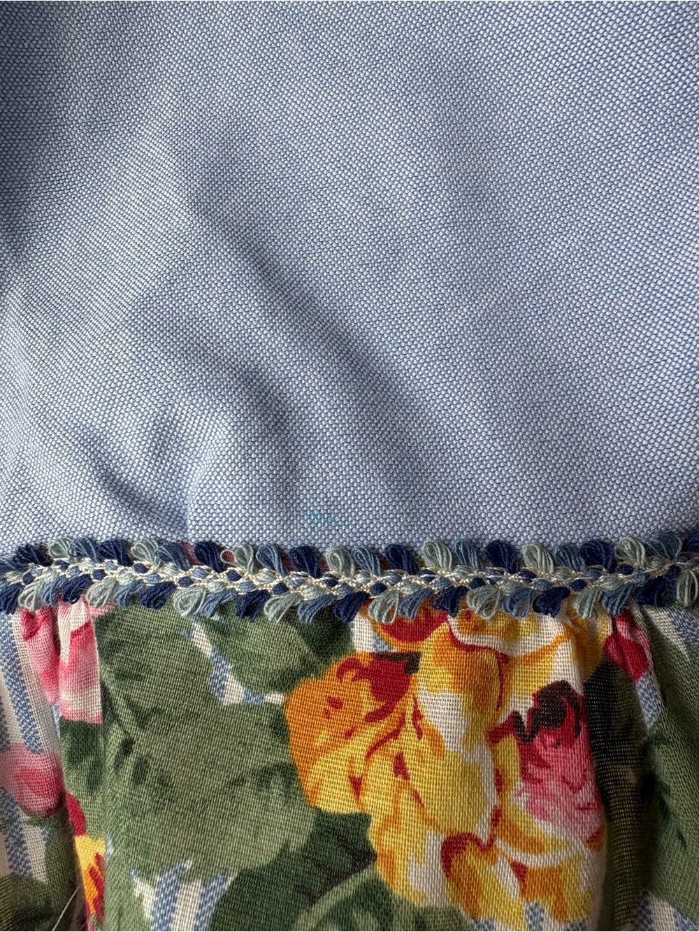 Old Navy Light Blue oxford with Floral Ruffle Hem detail - Picture 7 of 12